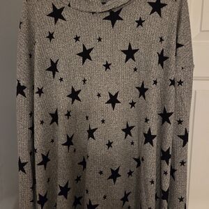 Gray Hooded, Star-patterned Sweater